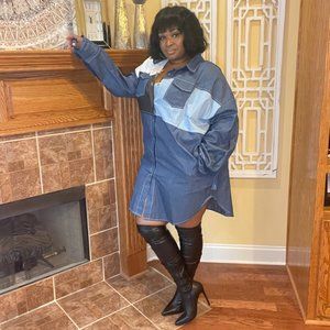 Denim Patchwork Shirtdress
